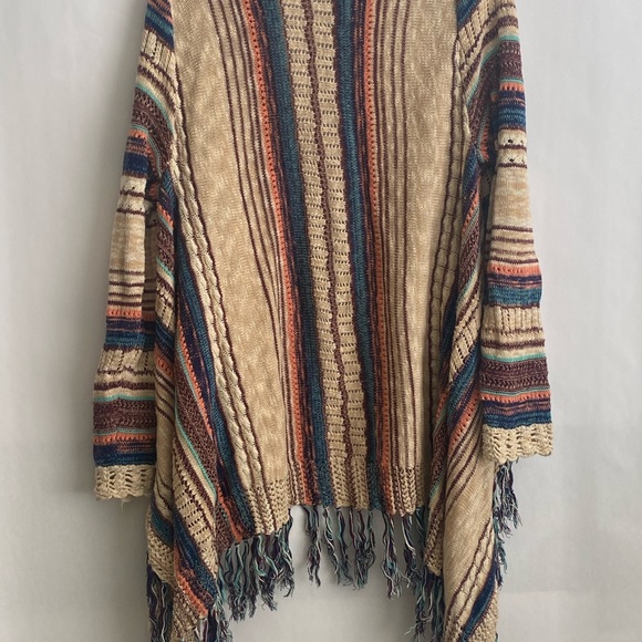 Su & Lola Boho Striped Fringe Open Cardigan Size X-Large - Picture 5 of 5